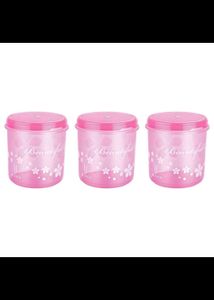 Set of 3 Pink Floral Storage Containers