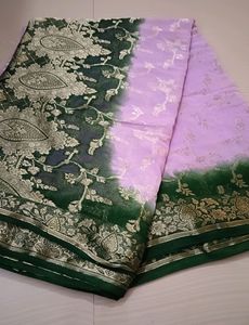 Pink Chiffon Zari Saree