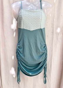 I. Ruched Mini Dress with Smocked Bodice