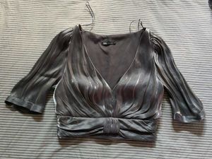 Glamorous Silver Ruched Top