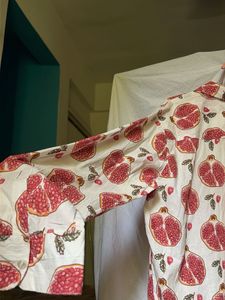 Pomegranate Print Cotton Button-Up Shirt