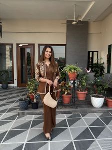 Elegant Brown Co-ord Set with Jacket