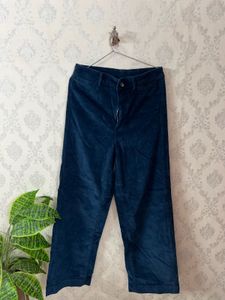 Blue Corduroy Wide-Leg Pants