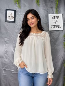 Cream Lace Trimmed top upper