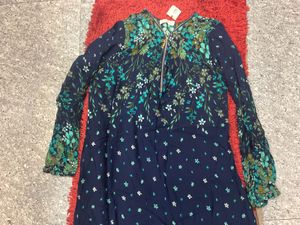 Floral Print Blue Kurta