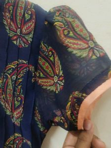 Navy Blue Printed Dress