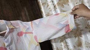Abstract Print Button-Up Shirt