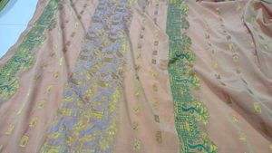 Elegant beige golden silk saree