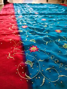 multi embroidered saree  with glitter