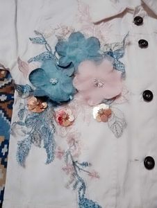 White Embroidered jacket for Women