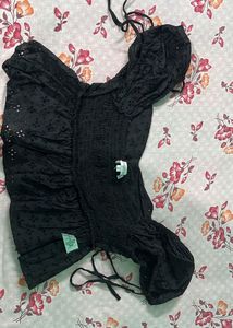 Chic Black Off-Shoulder Eyelet Top