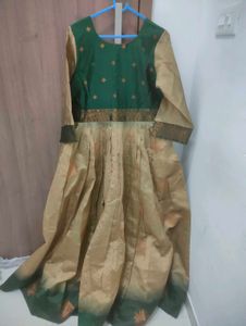 Elegant Green and Gold Ethnic Gown