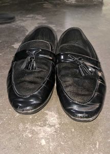 Black Leather Tassel Loafers