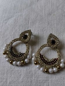 Elegant Pearl &amp; Stone Drop Earrings