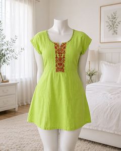Bright Green Embroidered Kurta🍋‍🟩🌴