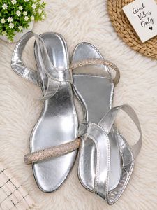 Sparkly Silver Flat Sandals
