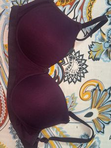Plum Padded Strapless Underwire Bra