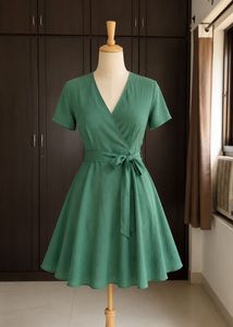 Elegant Green Wrap Dress