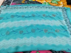 Elegant Blue Floral Saree