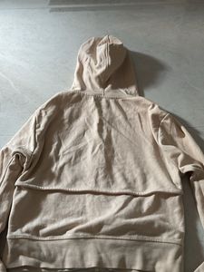 Cream Cropped Zip-Up Hoodie