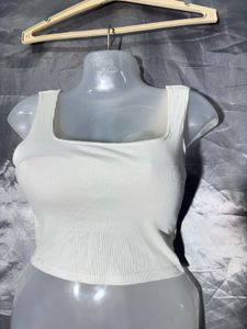 Basic White Square Neck Tank Top