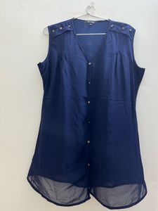 Elegant Navy Blue Sleeveless Top