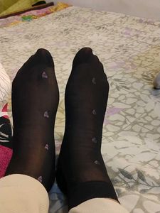 Sheer Black Heart Pattern Tights