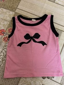 Cute Pink Ribbed Tank Top with Bow