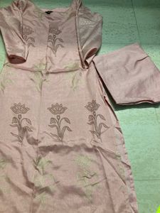 Pink Partywear Kurta Pent Set