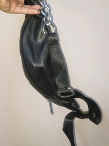Stylish Black Faux Leather Fanny Pack