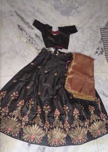 Black Embroidered Lehenga Choli Set
