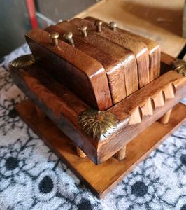 Wooden Coaster Set with Holder
