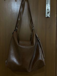 Chic Brown Faux Leather Shoulder Bag