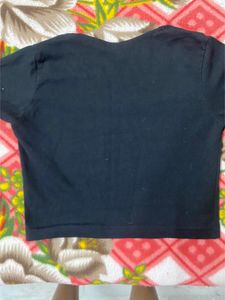 Jet Black Full Arms Plain Crop Top With A Beautifu