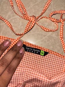 Orange Gingham Cami Top