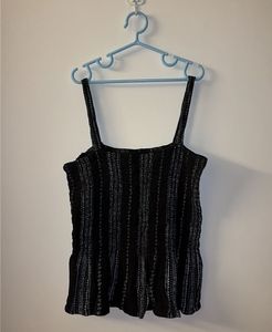 Black Striped Smocked Top