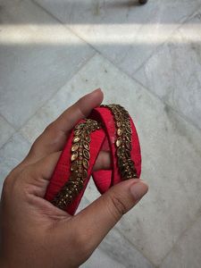 Vibrant Red Embellished Bangles