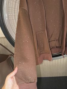 Sparkle Brown Zip-Up Hoodie