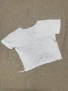 White Cinched Front Top