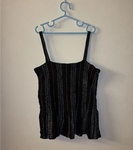 Black Striped Smocked Top