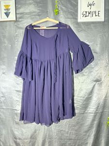 Flowy Purple Bell Sleeve Dress