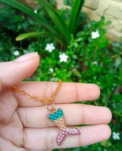 mermaid gold pendant enamel aesthetic
