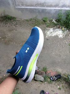 Blue Slip-On Knit Sneakers