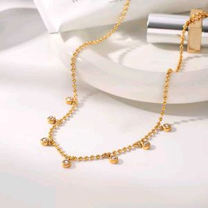 Anti-Tarnish Gold Beaded Necklace with CZ Charms