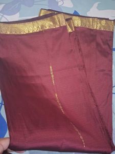 new Elegant Maroon Saree with Gold Border