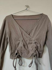 Ribbed Tie Front Party Crop Top