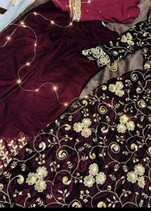 Embroidered Velvet Lehenga Choli Set