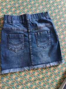 Blue Denim Frayed Skorts