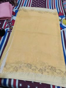 Elegant Yellow Saree with Floral Border
