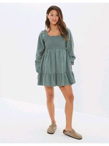 Smocked Square Neck Mini Dress